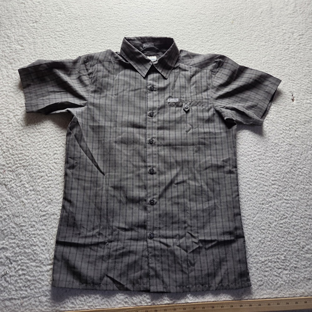 Columbia Shirt Mens Small Gray Stripe Short Sleeve Modal Button-Up Casual